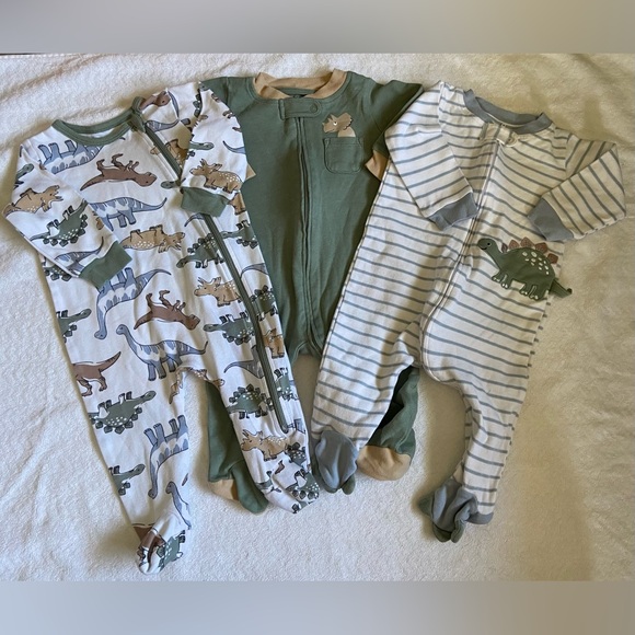 4pcs Long Sleeve  Cartoon Dinosaur Koala Print Bodysuit + Hat Set